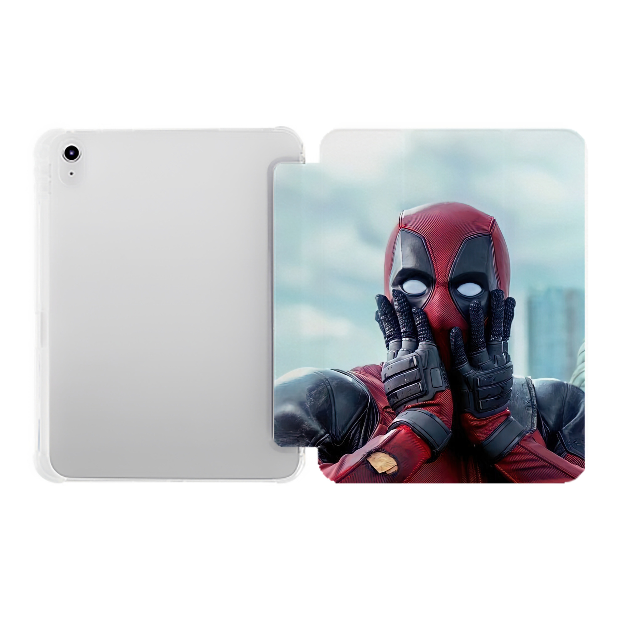 （画像用） Deadpool デッドプール IPad ケース ペン収納付き 三つ折りスタンド PUレザー×シリコン 対応機種9.5/10.5/10.9インチ